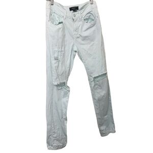 Forever 21 mint green mens distressed denim pants